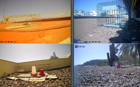 Pantallas con la visión de múltiples cámaras de vigilancia.